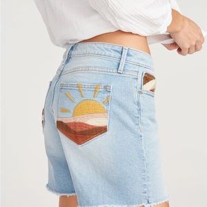 Lulu Fray Hem Shorts with Desert Sun Embroidered Back Pocket by Driftwood
